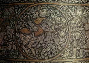 MAMLUK KERK: Syrische kunst. Detail van een bassin genaamd "Doopkapel van St. Louis"... door Muhammed Ibn Al Zayn