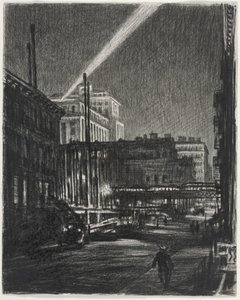 Nacht van New York (recto) door Muirhead Bone