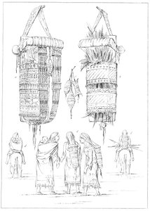 Een Sioux Wieg en Manieren om Hun Kinderen te Dragen, 1841