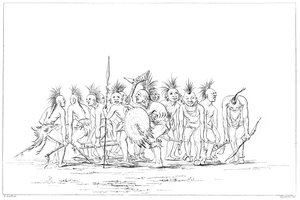 Bedeldans, Sac en Fox, Rock Island, Boven Mississippi, 1841 door Myers and Co