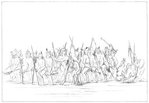 Hondendans van de Sioux, 1841 door Myers and Co