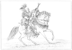 Keokuk te paard, Rock Island, Boven-Mississippi, 1841 door Myers and Co