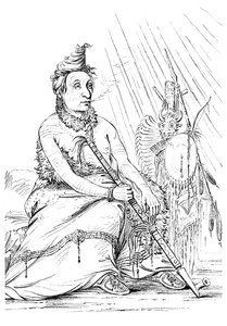 Portret van Black Moccasin, hoofd van de Minnetarees door Myers and Co
