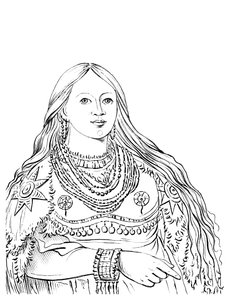 Portret van Mink, inheemse Amerikaanse vrouw, 1841 door Myers and Co