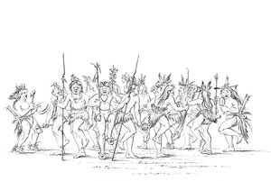 De Sioux-stam voert een bedeldans uit