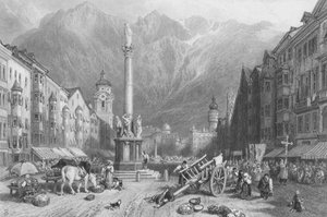 Innsbruck (gravure) door Myles Birket (after) Foster