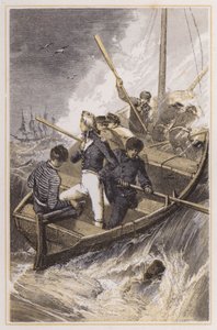 Nelson aan boord van zijn schip tijdens een storm door Myles Birket (after) Foster