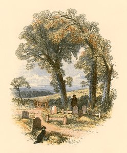 Een kerkhofscène door Myles Birket Foster