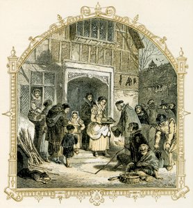 Elizabethaanse kerstscène door Myles Birket Foster
