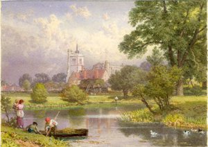 Elstow, Bedfordshire (geboorteplaats van John Bunyan) door Myles Birket Foster