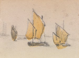 Een van een groep van drie studies op de Venetiaanse lagune door Myles Birket Foster