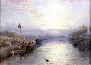 Rivierlandschap door Myles Birket Foster