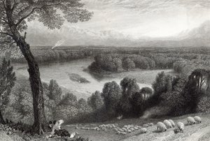 De Theems vanaf Richmond Hill, gegraveerd door J. Saddler, gedrukt door Cassell, Petter en Galvin door Myles Birket Foster