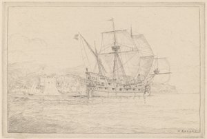 Schip onder zeil door N. Artsay