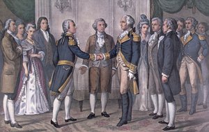 De eerste ontmoeting van Generaal George Washington en de Markies de La Fayette, Philadelphia, 3 augustus 1777, gepubliceerd in 1876