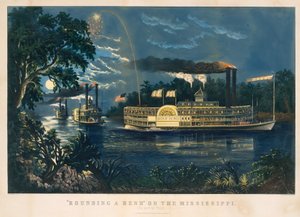 Bocht op de Mississippi – Het Afscheidssaluut door Currier and Ives