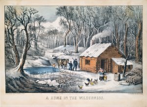 Een huis in de wildernis door Currier and Ives