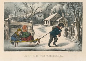 Een Rit naar School door Currier and Ives