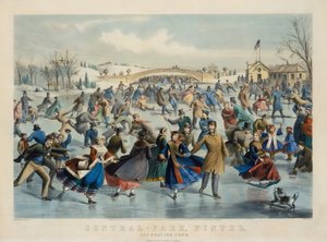 Central Park, Winter – De schaatsvijver door Currier and Ives