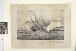 Het zinken van de Cumberland door de ijzeren 
