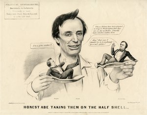 Eerlijke Abe neemt ze op de halve schaal, 1860 door N. and Ives, J.M. Currier
