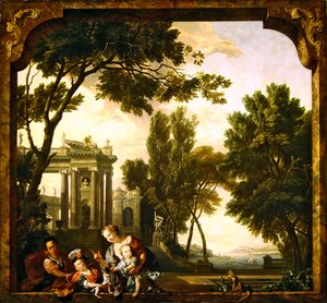 De vijf zintuigen - Aanraking door N. and Moucheron I. de Verkolje