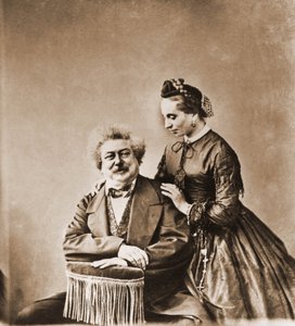 Portret van Alexandre Dumas père, romanschrijver 1802-1870 en zijn dochter Marie Dumas 1831-1878 (foto) door Nadar