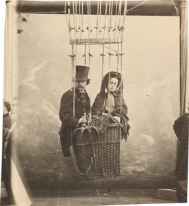 Zelfportret met vrouw Ernestine in een ballon gondel door Nadar