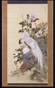 Fazanten, Rots en Bloemen door Nakabayashi Chikkei