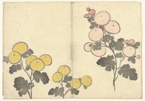 Gestileerde gele en roze bloemen door Nakamura Hochu