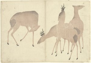 Vier herten door Nakamura Hochu