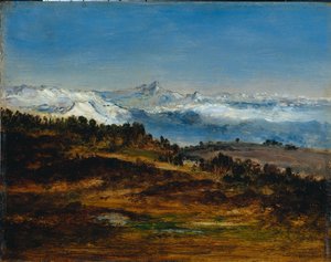 De Pyreneeën, de Piek van de Midi de Bigorre door Narcisse Diaz de la Pena