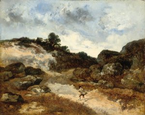 Voor de storm, een personage op de rotsachtige weg naar Jean-de-Paris door Narcisse Virgile Diaz de la Peña