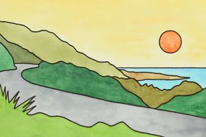 Zonsondergang aan de kustweg door Natalie Bruns