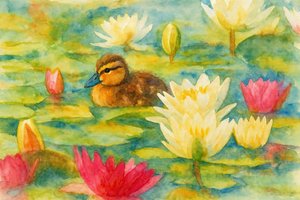 Eendje tussen de lelies door Natalie Bruns