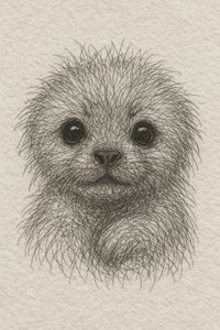 Portret van een pluizige puppy door Natalie Bruns