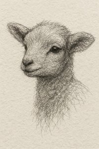 Tekening van een lief lammetje door Natalie Bruns