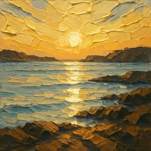 Zonsondergang boven de Gouden Oceaan door Natalie Bruns