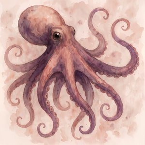 Sierlijke octopus in aquarel door Natalie Bruns