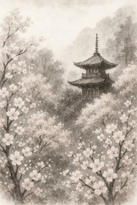 Japanse pagodekersenbloesems