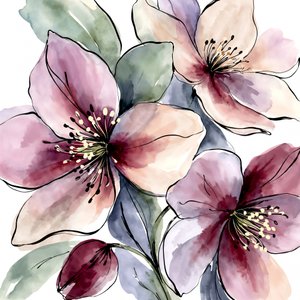 Roze bloesems in aquarel