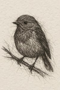 Schets van een kleine vogel door Natalie Bruns
