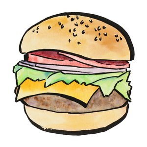 Cheeseburger in aquarelstijl door Natalie Bruns