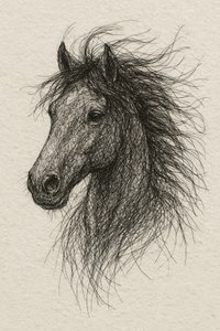 Schets van een wild paard door Natalie Bruns