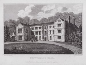 Brownholme Hall (gravure) door Nathaniel (after) Whittock