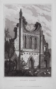 Byland Abbey (gravure) door Nathaniel (after) Whittock
