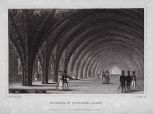 Interieur van Fountains Abbey door Nathaniel (after) Whittock