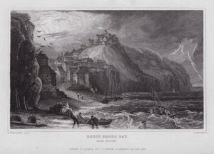 Robin Hoods Bay, nabij Whitby (gravure) door Nathaniel (after) Whittock