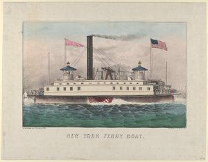 New York veerboot door Currier and Ives