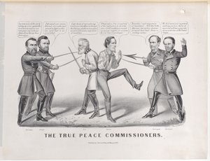 De ware vredescommissarissen, 1865 door Currier and Ives